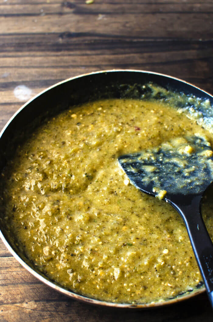 Homemade Roasted Tomatillo Enchilada Sauce (Green Enchilada Sauce)