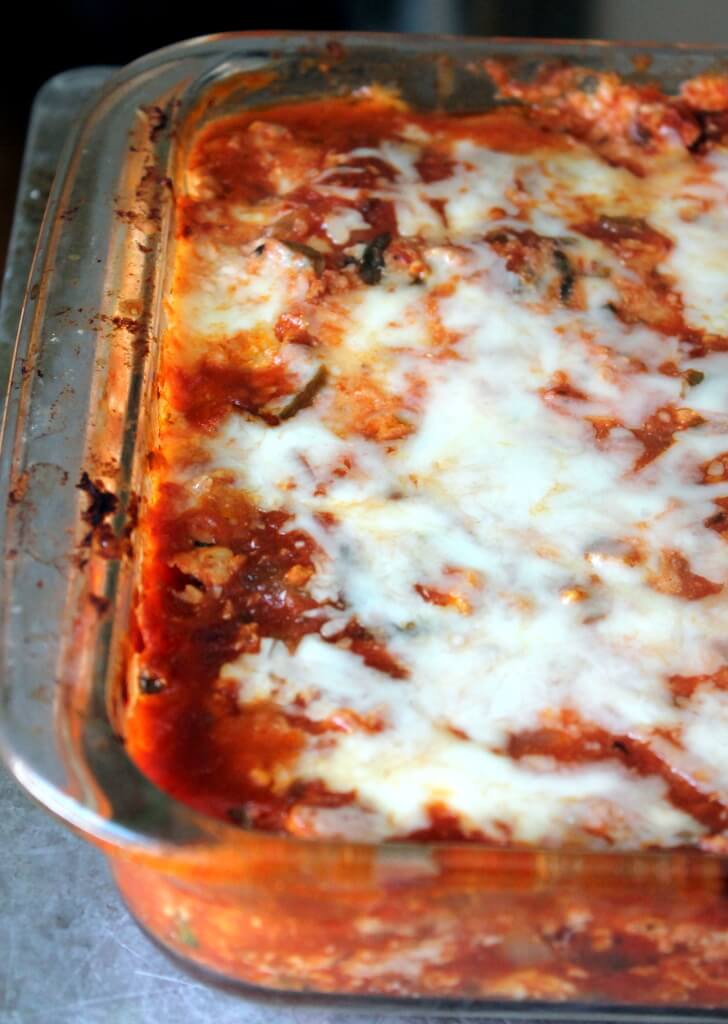 Low Carb Zucchini Lasagna with Spicy Turkey Meat Sauce