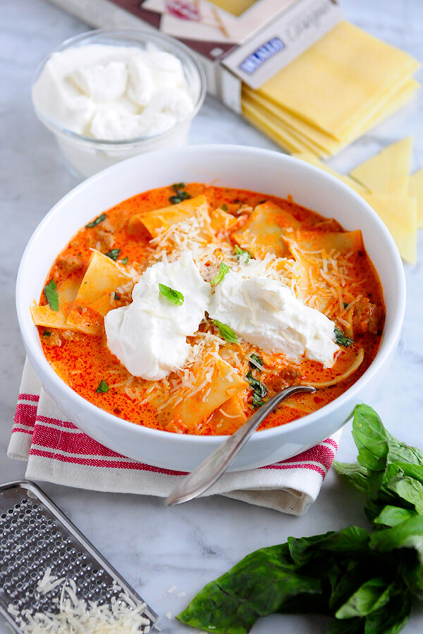Tomato-Basil Lasagna Soup