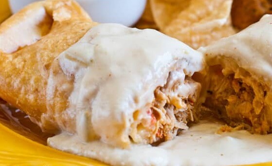 Chicken Chimichangas W/Sour Cream Sauce