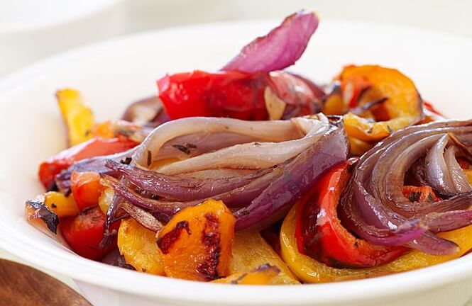 Sides - Tri-Color Roasted Peppers And Red Onion