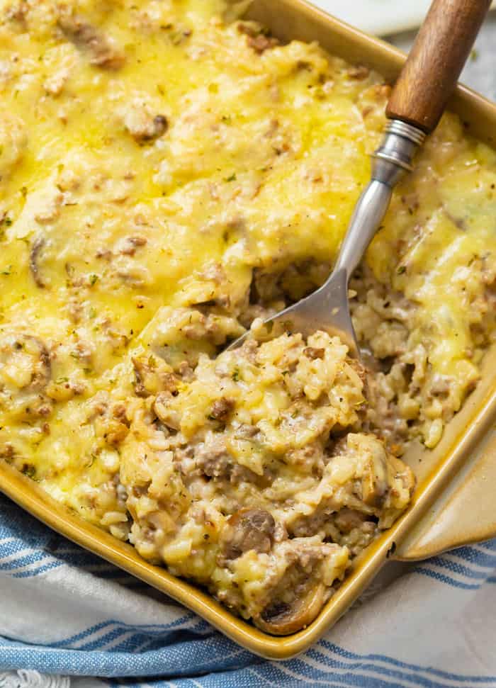 Cheesy Ground Beef And Rice Casserole