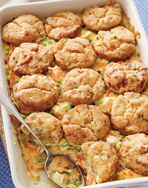 Chicken Pot Pie with Bacon-and-Cheddar Biscuits