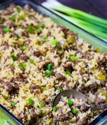 Ground Beef and Sausage Rice Casserole