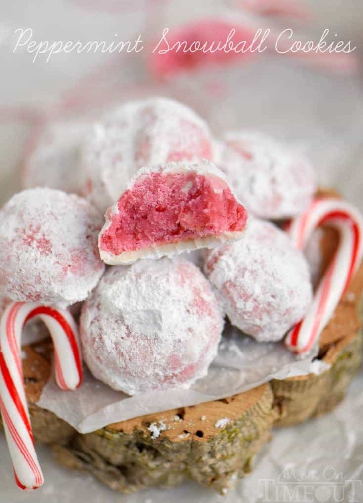 Peppermint Snowball Cookies