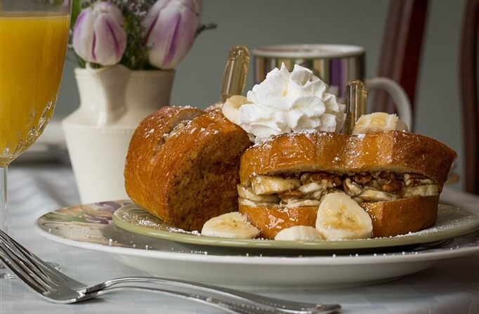 Banana Fosters Style Stuffed French Toast