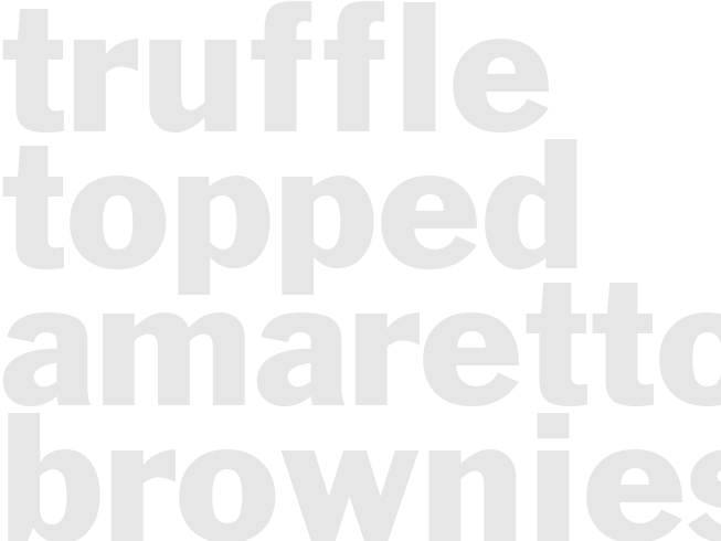 TRUFFLE-TOPPED AMARETTO BROWNIES