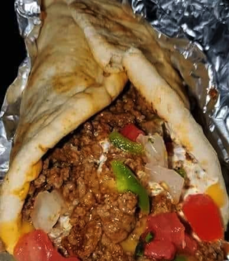 HOMEMADE HAMBURGER PEPPERS AND ONION GYROS 